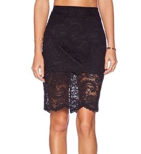 Michael Stars Black Lace Pencil Skirt